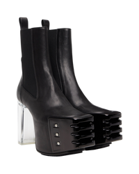 Rick Owens Leather Kiss Boots in Black
