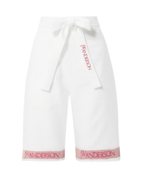 JW Anderson White Linen Logo Trim Bermuda Shorts