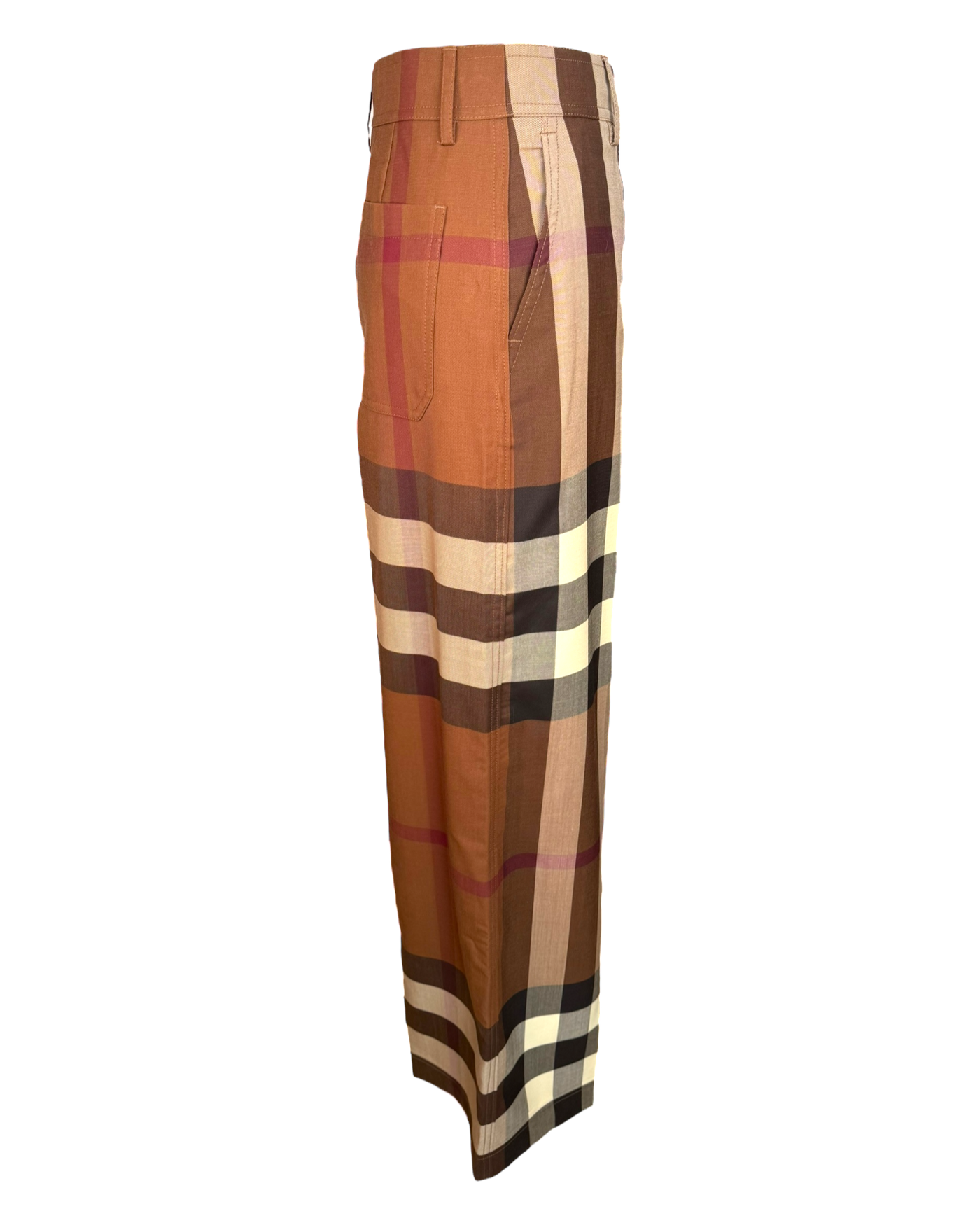 Burberry Brown Divya Check Wide Leg Pants in Wool