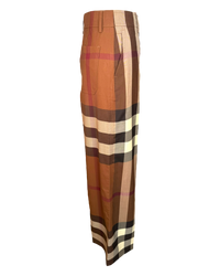 Burberry Brown Divya Check Wide Leg Pants in Wool