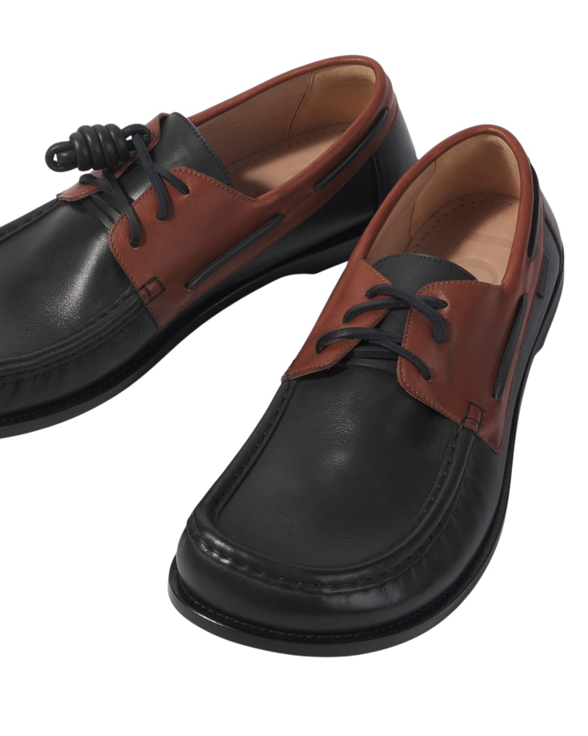 Loewe Campo Leather Boat Shoe — Black/Brown, Size US 9 / EU 42