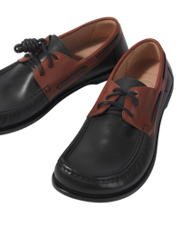 Loewe Campo Leather Boat Shoe — Black/Brown, Size US 9 / EU 42