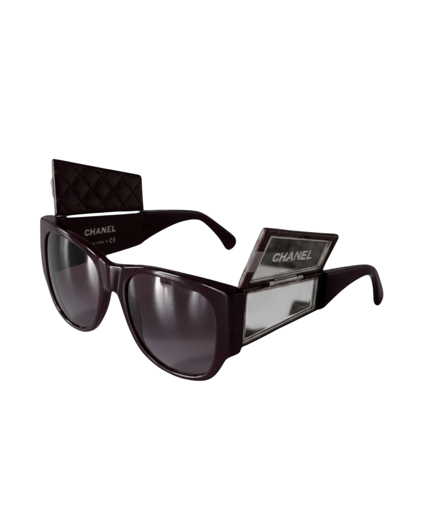 Chanel 5202-Q Quilted Flip-Up Mirror Sunglasses — Burgundy