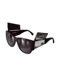 Chanel 5202-Q Quilted Flip-Up Mirror Sunglasses — Burgundy