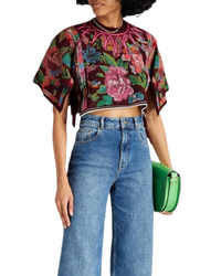Valentino Garavani Arazzo Floral Wool & Cashmere-Blend Crop Sweater