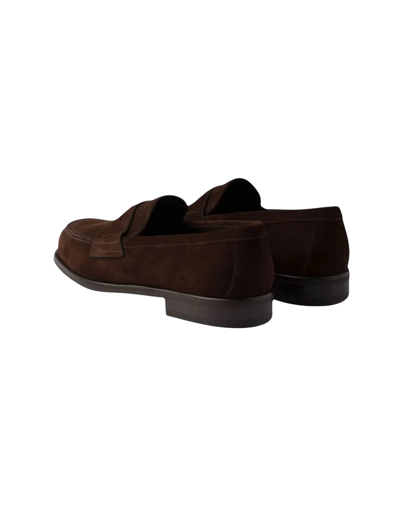 Prada Suede Triangle Penny Loafers — Brown, Size US 11 / UK 10