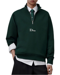 Dior Zip Neckline Sweatshirt — Dark Green, XS (Men's) / S (Women's)