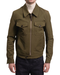 Tom Ford Cotton Twill Zip Shirt Jacket — Elm Green, Size IT 48 / US 38