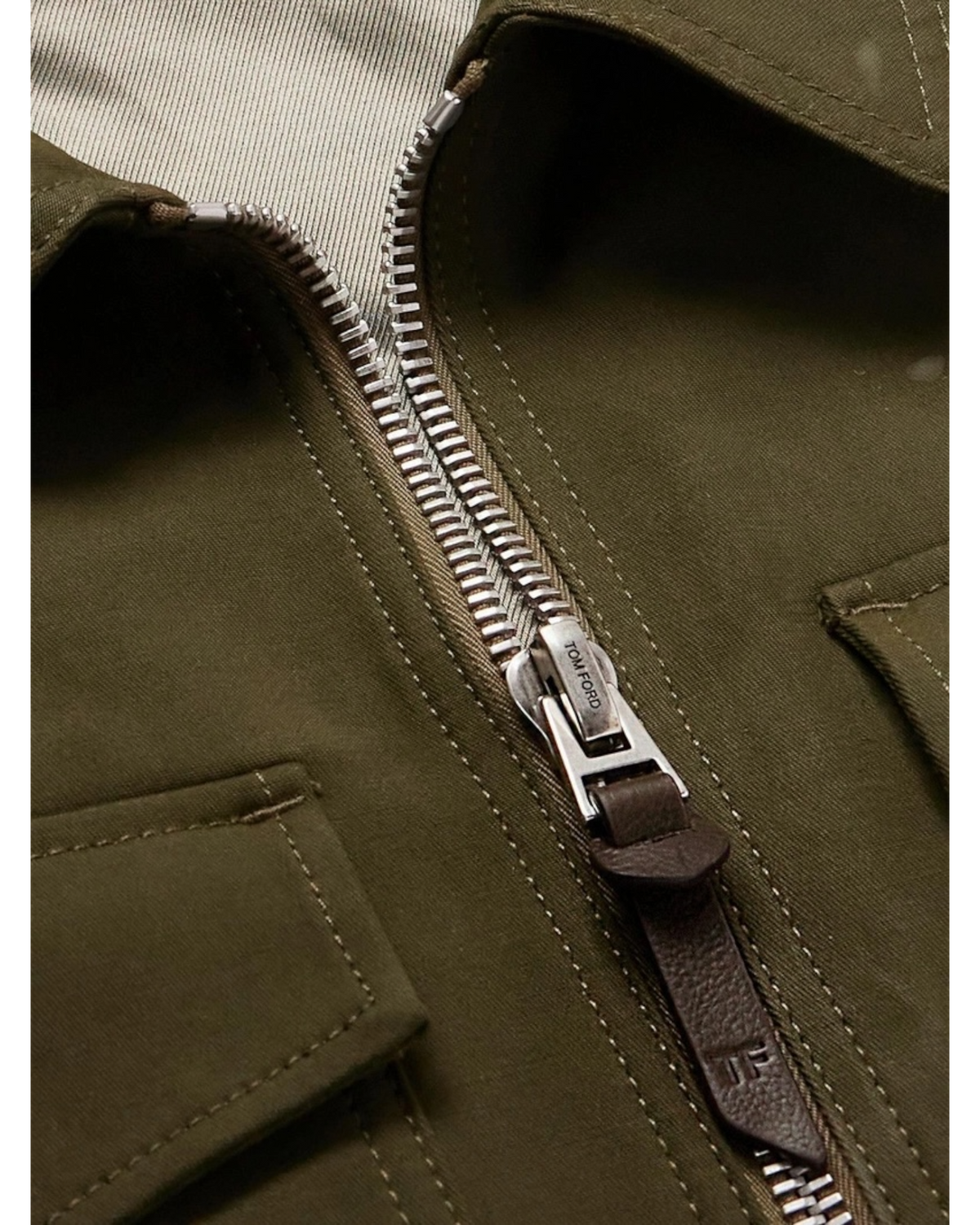Tom Ford Cotton Twill Zip Shirt Jacket — Elm Green, Size IT 48 / US 38