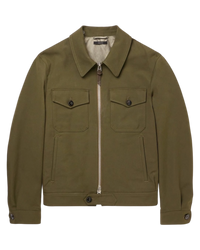 Tom Ford Cotton Twill Zip Shirt Jacket — Elm Green, Size IT 48 / US 38