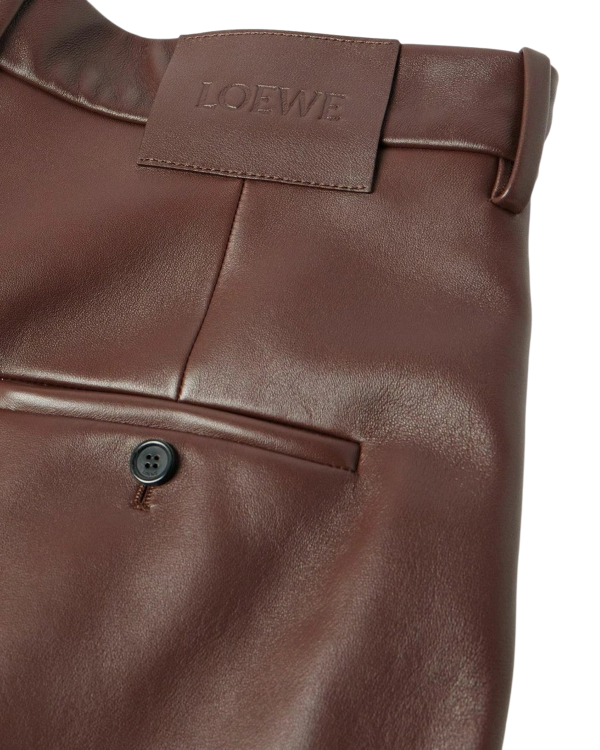 Loewe Pleated Lambskin Straight-Leg Trousers — Brown, Size IT 48 / US 38