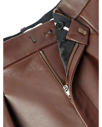 Loewe Pleated Lambskin Straight-Leg Trousers — Brown, Size IT 48 / US 38