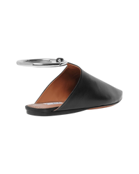 Alaïa La Babouche Leather Pointy-Toe Mules with Ankle Strap — Black, Size US 8 / EU 38