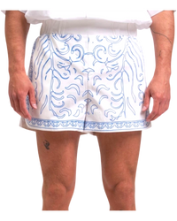 Rhude Paisley Boxing Shorts – Blue & White