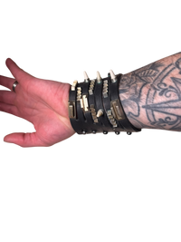 Rick Owens Studded Bone and Leather Cuff