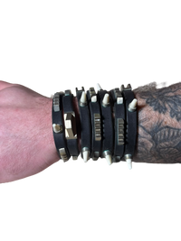 Rick Owens Studded Bone and Leather Cuff