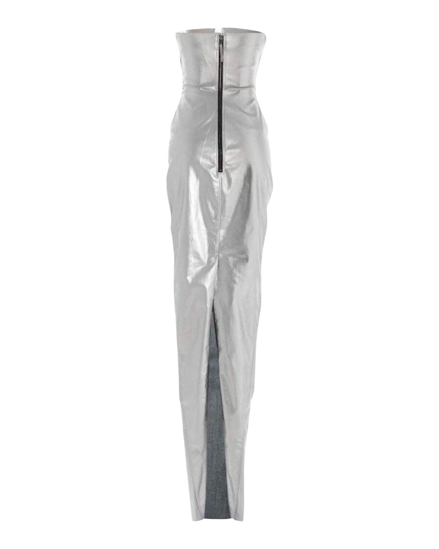 Rick Owens Silver Strapless Prong Cutout Gown