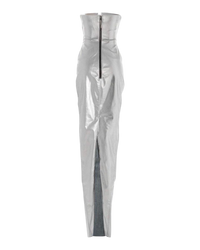 Rick Owens Silver Strapless Prong Cutout Gown