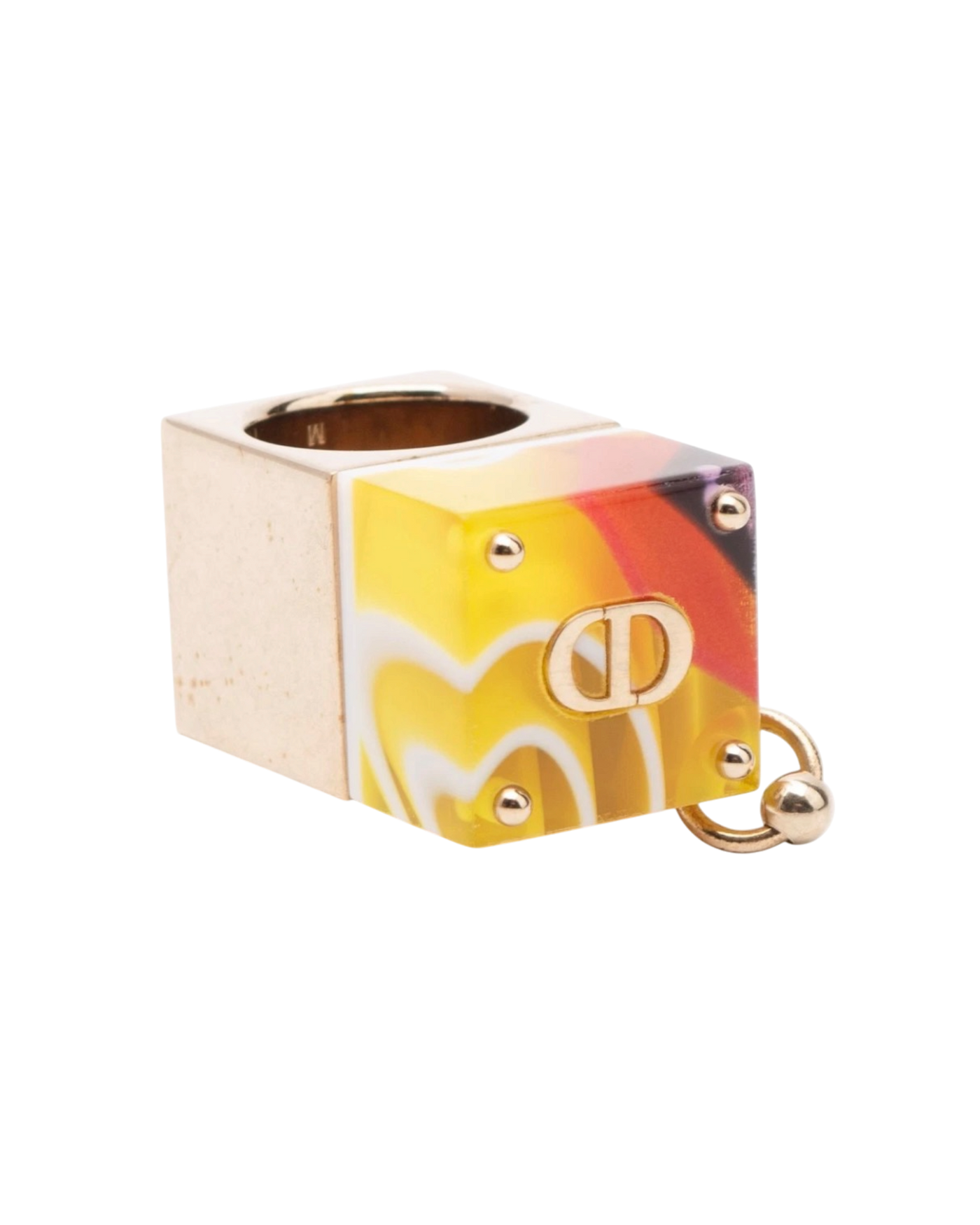 Dior Printed Cube Band Ring — Yellow, Size 55 / UK-O