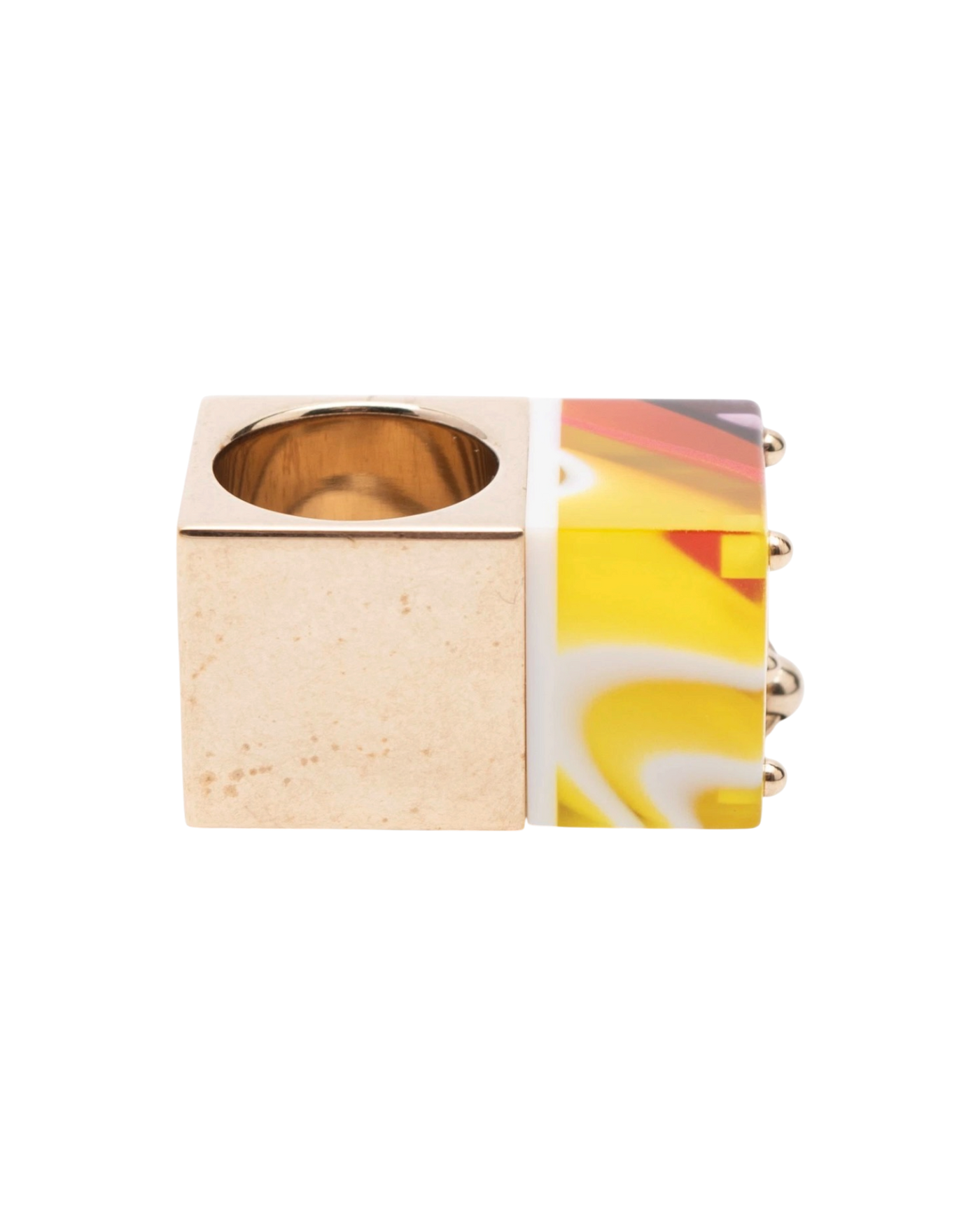 Dior Printed Cube Band Ring — Yellow, Size 55 / UK-O