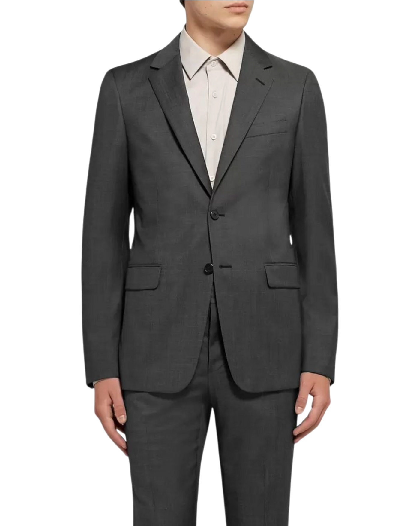 Prada Single-Breasted Mohair & Wool Blazer — Grey, Size US 36 / IT 46