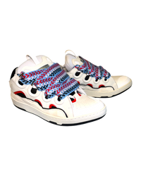 Lanvin Curb Sneakers in Off-White Suede