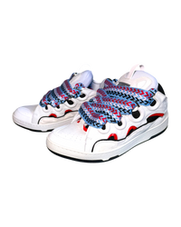 Lanvin Curb Sneakers in Off-White Suede
