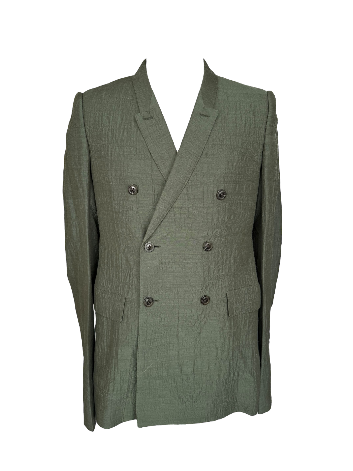 Rick Owens Doubled-breasted Crinkled Wool Blend Blazer