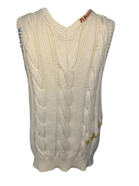 Marni Cable Knit Contrast Stitched Wool Vest