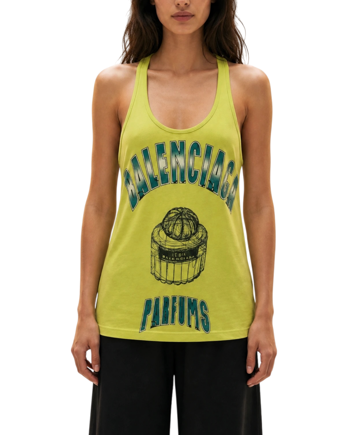 Balenciaga 2004 Le Dix Parfums Graphic Tank Top — Lime Green, Size XS/FR 36