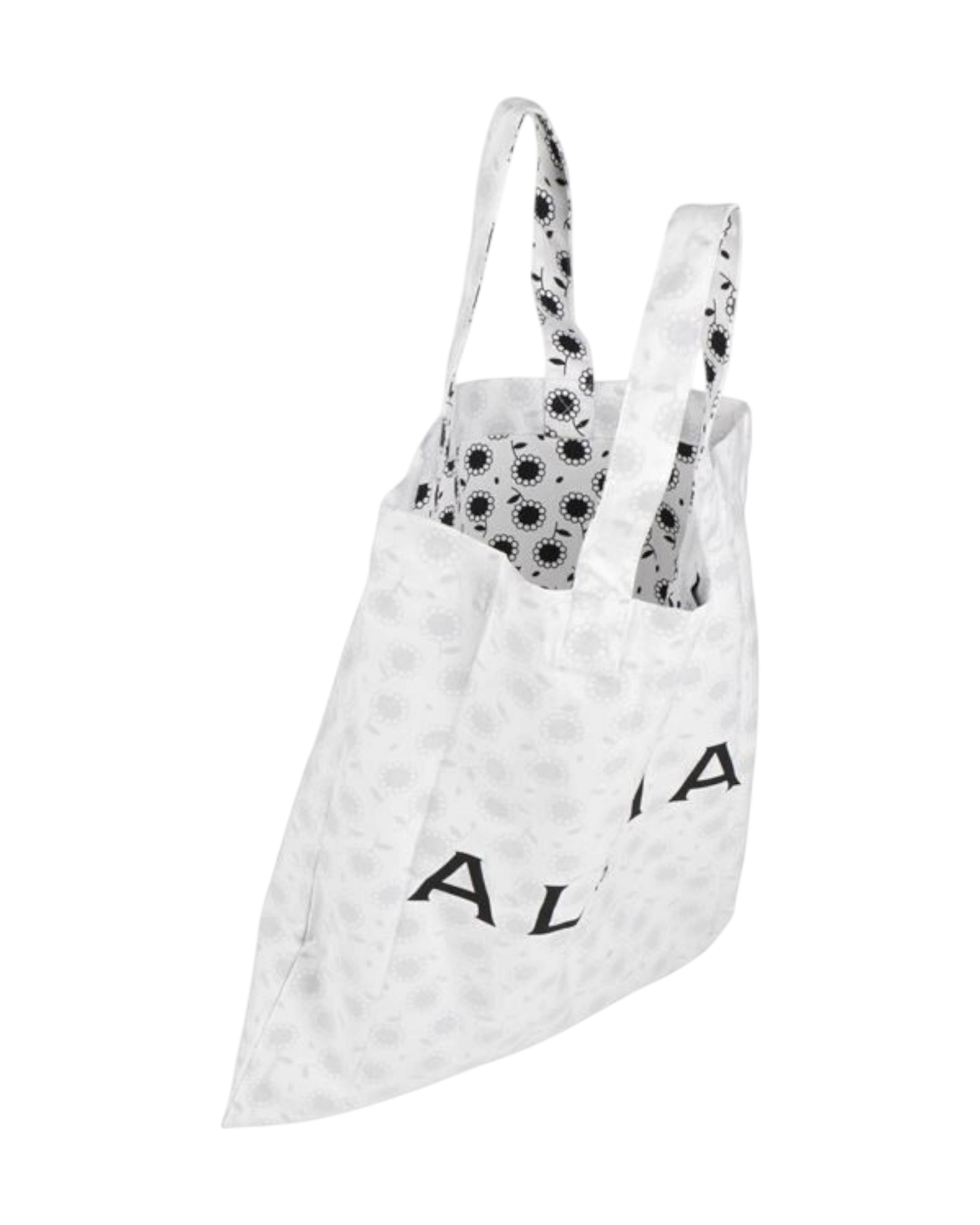 Alaïa Floral Large Shopper Tote — Black/White