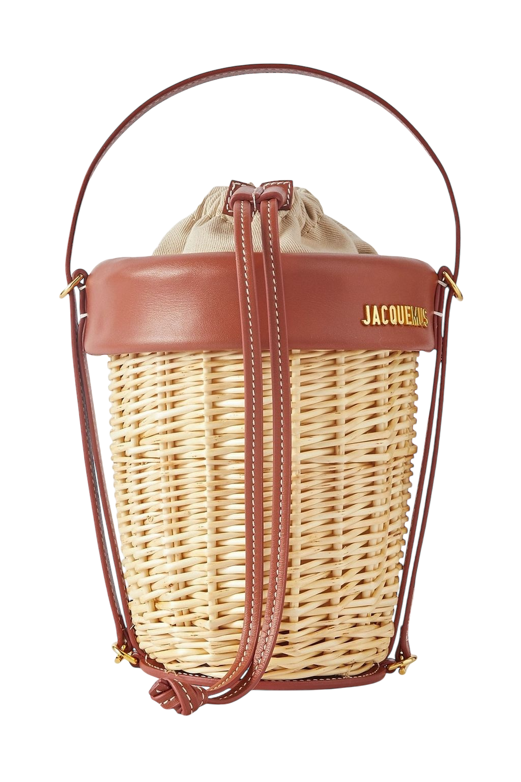 Jacquemus Le Panier leather-trimed raffia bucket bag