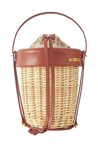 Jacquemus Le Panier leather-trimed raffia bucket bag