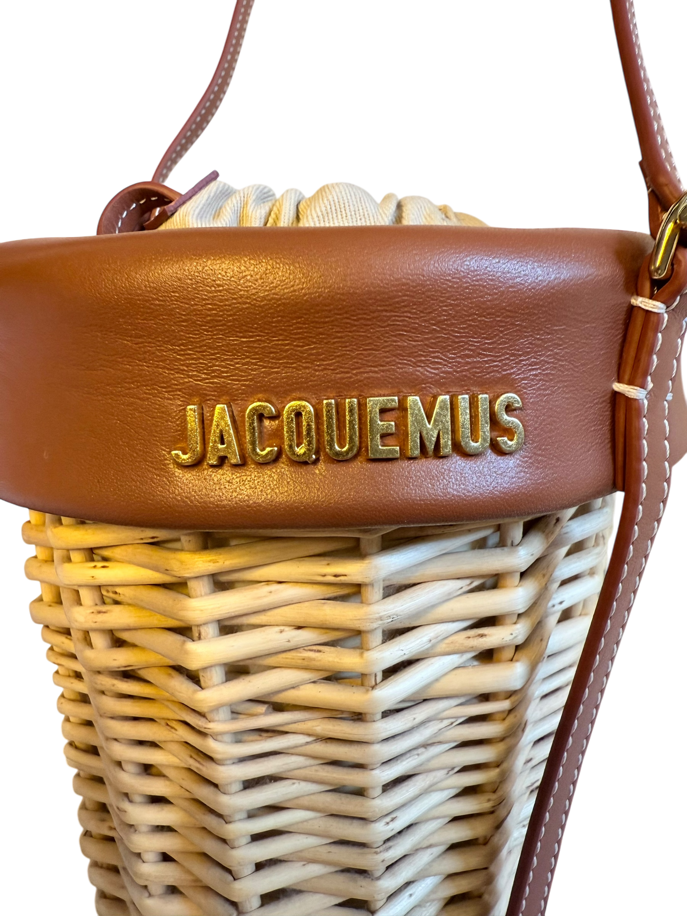 Jacquemus Le Panier leather-trimed raffia bucket bag