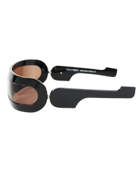 Courrèges 'Racing' CL 1401 Shield Sunglasses — Black