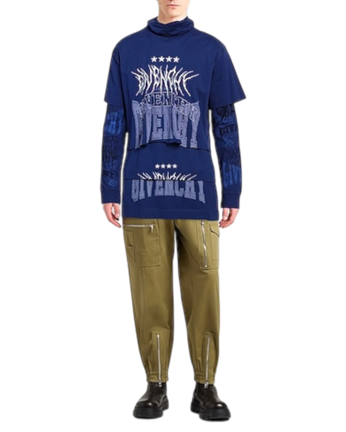 Givenchy Double Layered T-Shirt in Cotton — Blue, Size M