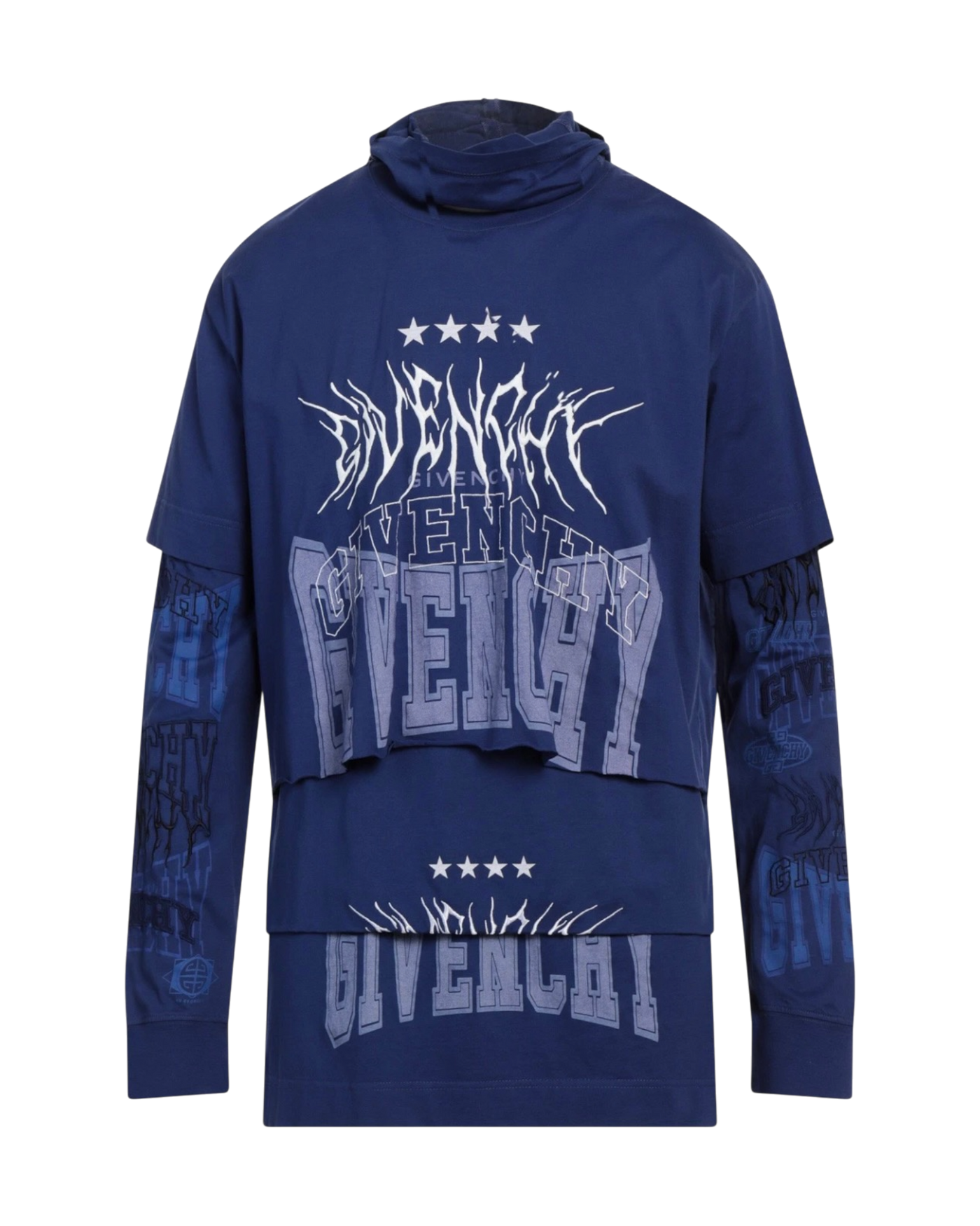 Givenchy Double Layered T-Shirt in Cotton — Blue, Size M