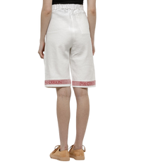 JW Anderson White Linen Logo Trim Bermuda Shorts
