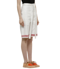 JW Anderson White Linen Logo Trim Bermuda Shorts