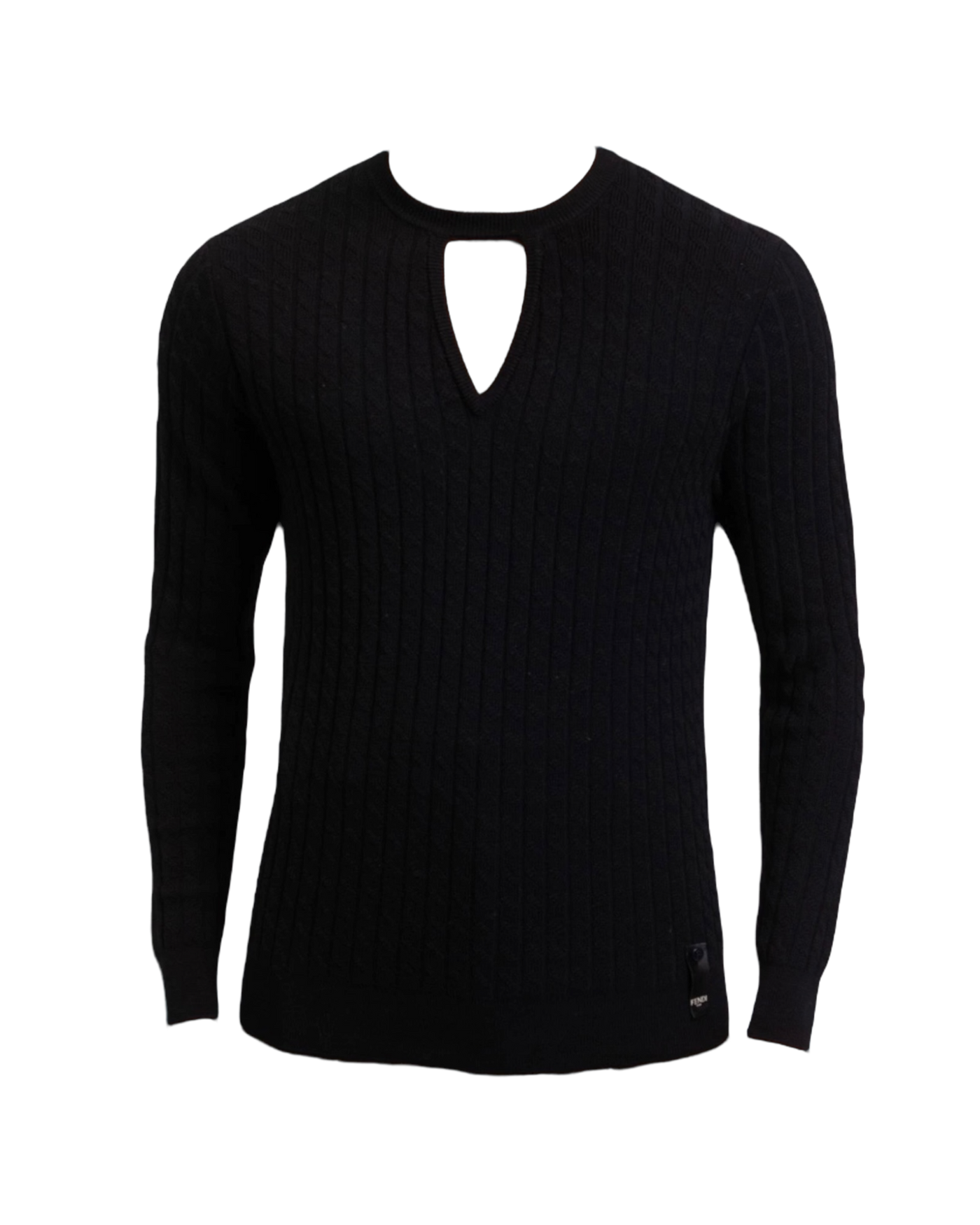 Fendi Rib Knit Virgin Wool Sweater with Cut-out