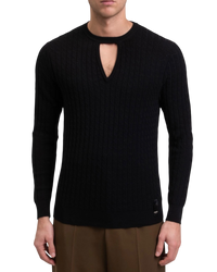 Fendi Rib Knit Virgin Wool Sweater with Cut-out
