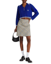 Sandro Sagnat Cable Stitch Polo Sweater in Electric Blue