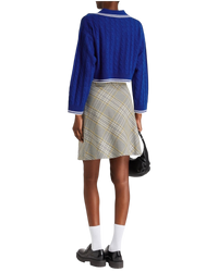 Sandro Sagnat Cable Stitch Polo Sweater in Electric Blue