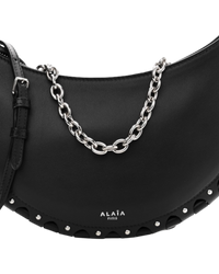 Alaïa Le Demi-Lune Leather Shoulder Bag with Studded Chain Strap