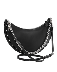 Alaïa Le Demi-Lune Leather Shoulder Bag with Studded Chain Strap