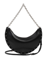 Alaïa Le Demi-Lune Leather Shoulder Bag with Studded Chain Strap