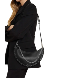 Alaïa Le Demi-Lune Leather Shoulder Bag with Studded Chain Strap