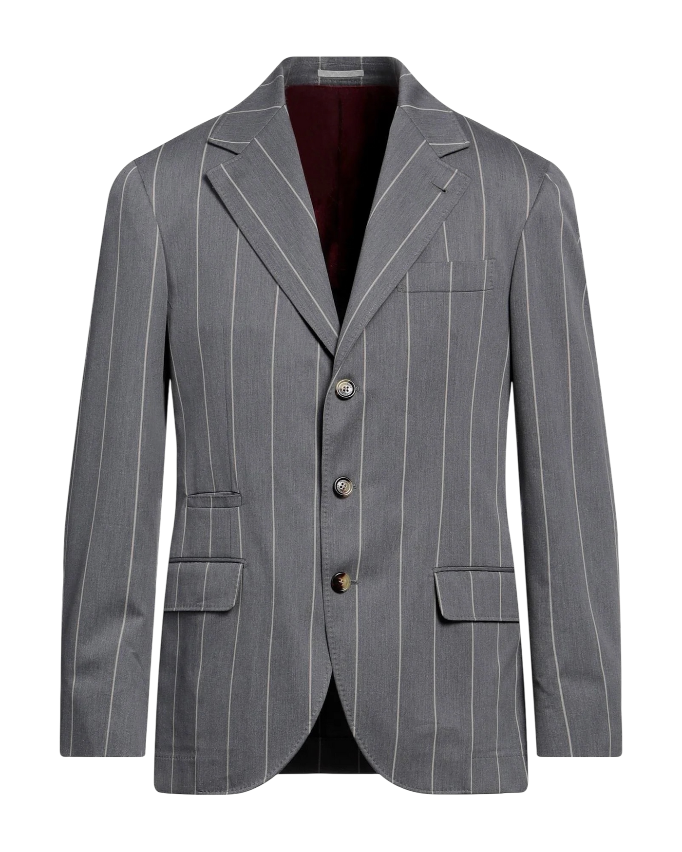 Brunello Cucinelli Wide Chalk Stripe Wool Blend Suit
