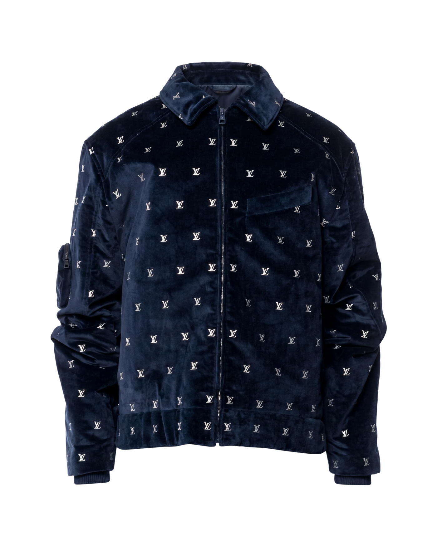 Louis Vuitton SS23 Monogram Velvet Jet Pocket Blouson — Navy, Size 48