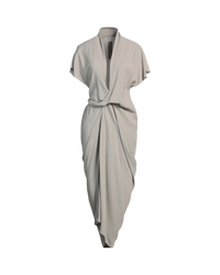 Rick Owens Lido Gathered Wrap-Effect Crepe Midi Dress — Grey, Size IT 40 / US 4